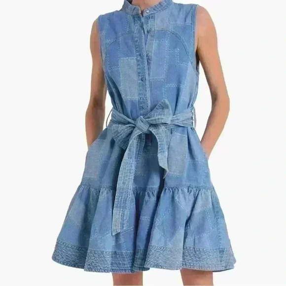 CIEBON Dresses & Skirts - CIEBON Elly Patchwork Denim Mini Shirtdress NWOT